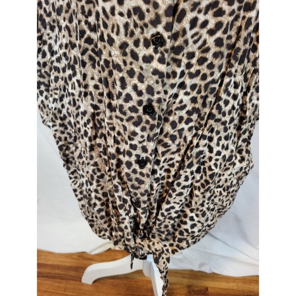 Torrid Challis Tie-Front Dolman Top Pre-owned Condition 4XL Brown Tan Multi NWOT - Picture 3 of 7